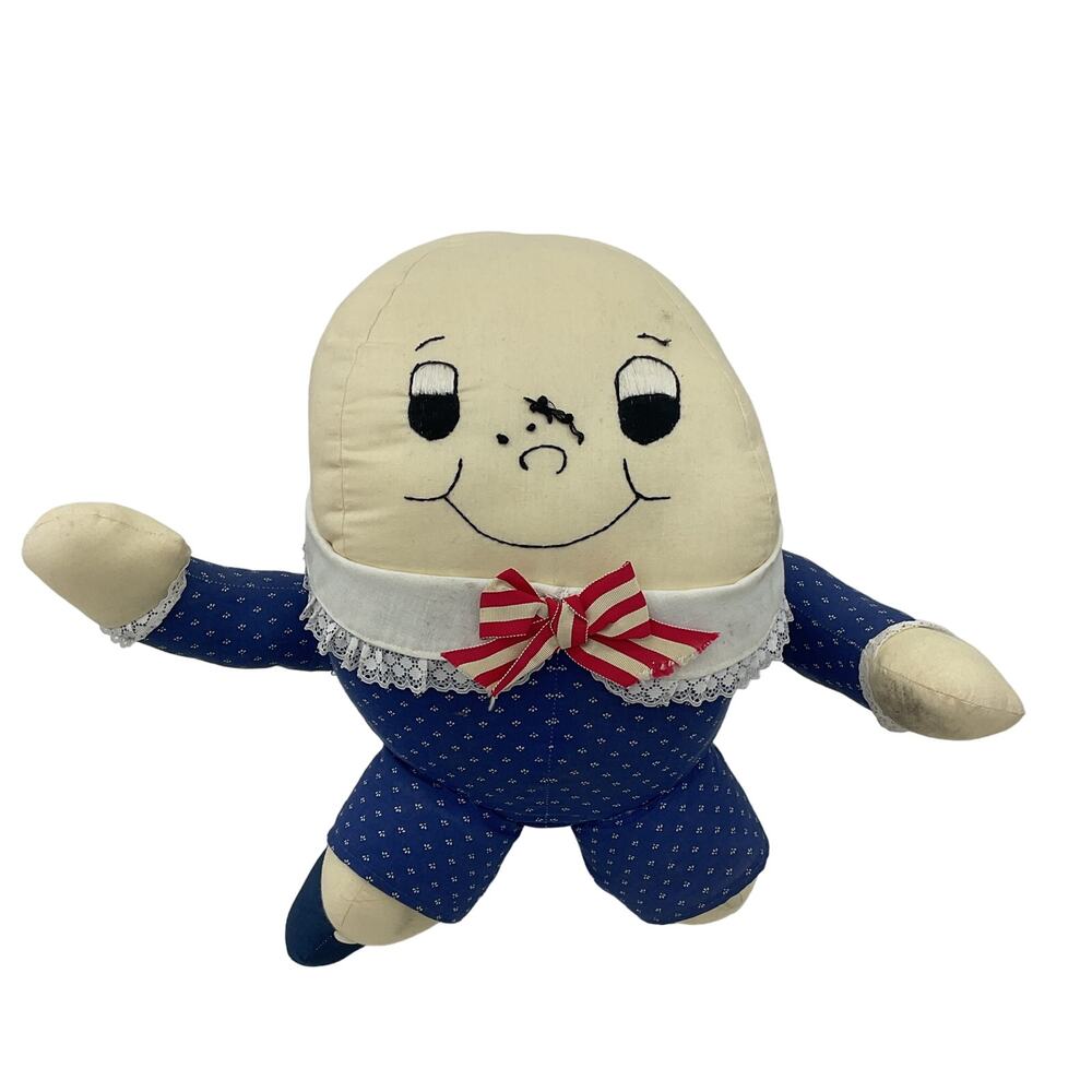 Vintage Miranda's Closet White & Blue Humpty Dumpty Egg Stuffed Animal, Preowned